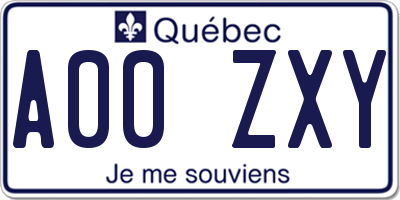 QC license plate A00ZXY