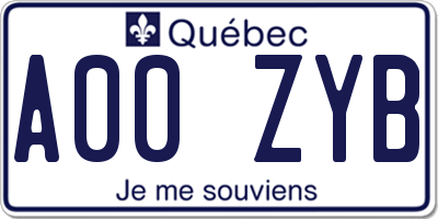 QC license plate A00ZYB
