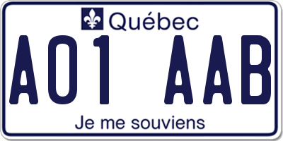 QC license plate A01AAB