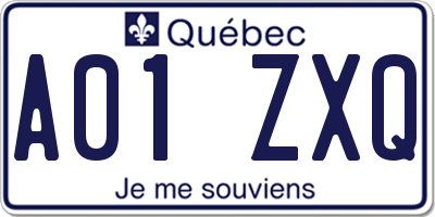 QC license plate A01ZXQ