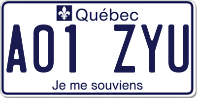 QC license plate A01ZYU