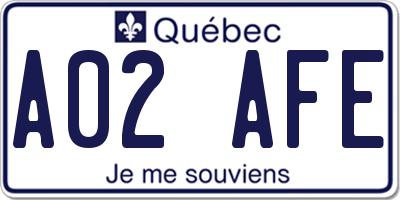 QC license plate A02AFE