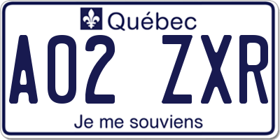 QC license plate A02ZXR