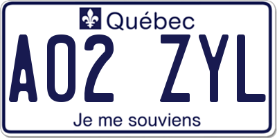 QC license plate A02ZYL