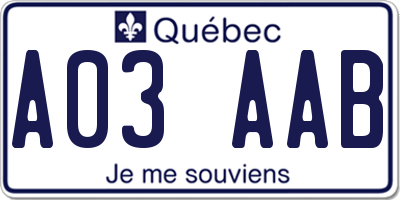 QC license plate A03AAB