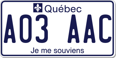 QC license plate A03AAC