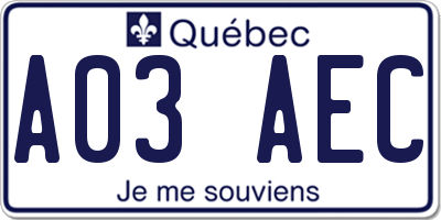 QC license plate A03AEC