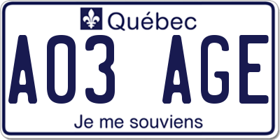 QC license plate A03AGE