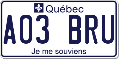 QC license plate A03BRU