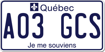 QC license plate A03GCS