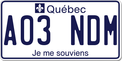 QC license plate A03NDM