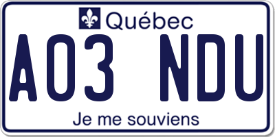 QC license plate A03NDU