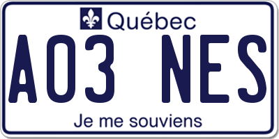 QC license plate A03NES