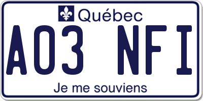QC license plate A03NFI