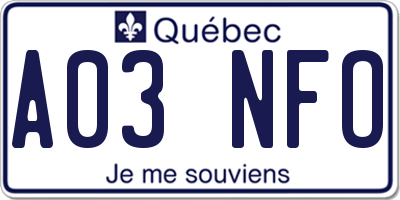 QC license plate A03NFO