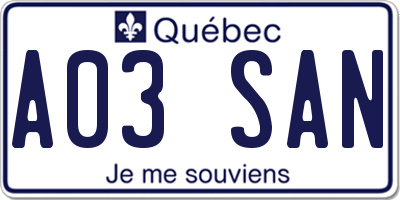 QC license plate A03SAN