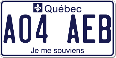 QC license plate A04AEB