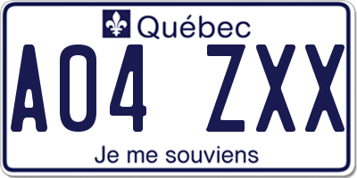 QC license plate A04ZXX