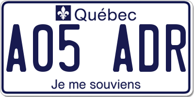 QC license plate A05ADR