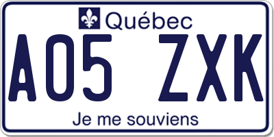 QC license plate A05ZXK