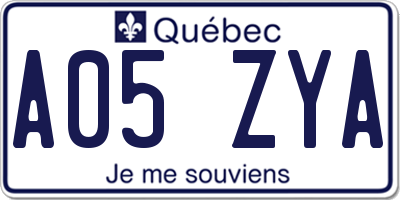 QC license plate A05ZYA