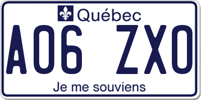 QC license plate A06ZXO