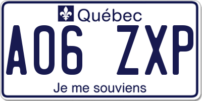 QC license plate A06ZXP
