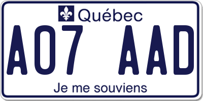 QC license plate A07AAD