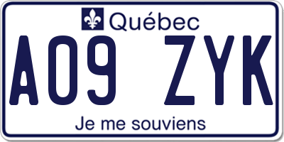 QC license plate A09ZYK