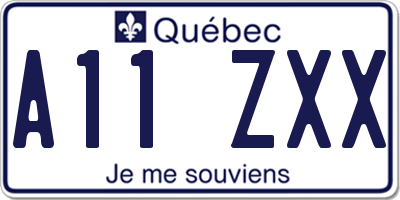 QC license plate A11ZXX