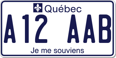 QC license plate A12AAB