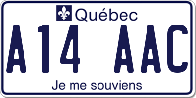 QC license plate A14AAC