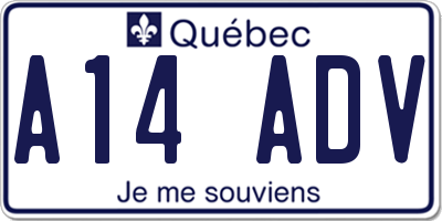 QC license plate A14ADV