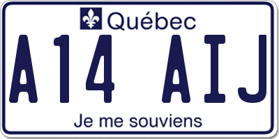 QC license plate A14AIJ
