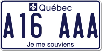QC license plate A16AAA