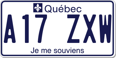 QC license plate A17ZXW