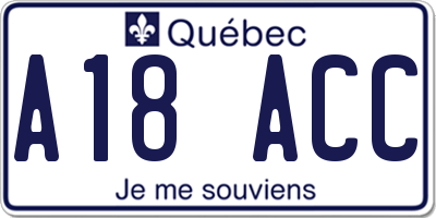 QC license plate A18ACC