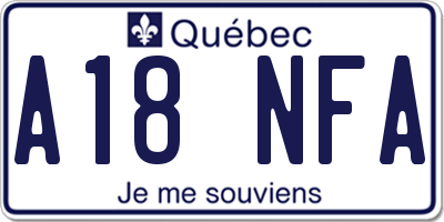 QC license plate A18NFA