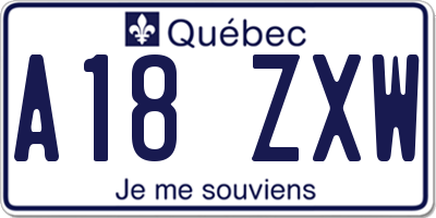QC license plate A18ZXW