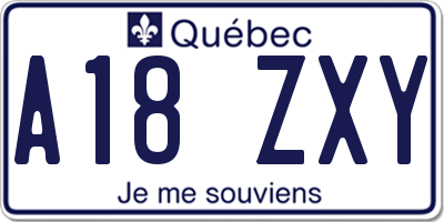QC license plate A18ZXY