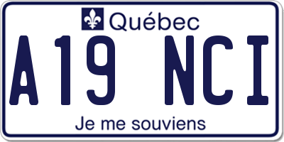 QC license plate A19NCI