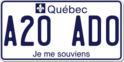 QC license plate A20ADO