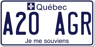 QC license plate A20AGR