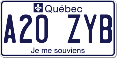 QC license plate A20ZYB