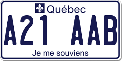 QC license plate A21AAB