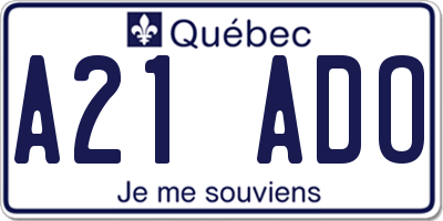 QC license plate A21ADO