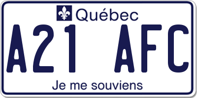 QC license plate A21AFC