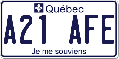 QC license plate A21AFE