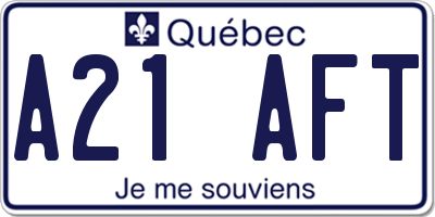 QC license plate A21AFT