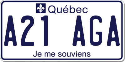 QC license plate A21AGA